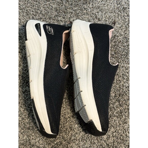 Skechers Arch Comfort Shoes Womens  10 Black Pink Slip On  Sneakers - Picture 2 of 6